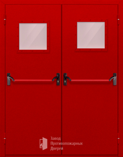 Фото двери «Двупольная со стеклопакетом и антипаникой (красная)» в Рошале