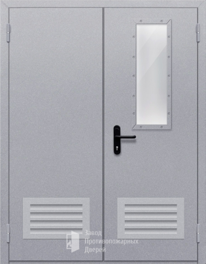 Фото двери «Двупольная со стеклом и решеткой» в Рошале