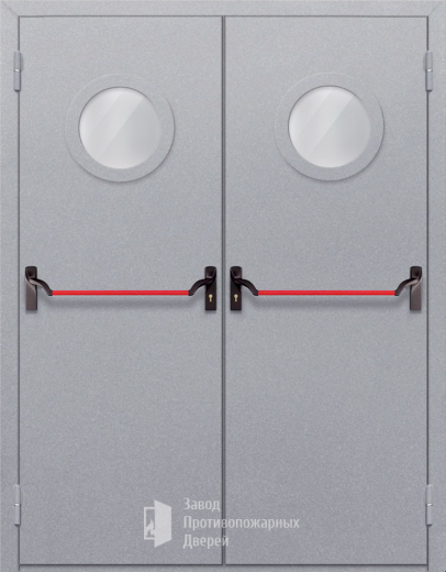 Фото двери «Двупольная с круглым стеклом (антипаника)» в Рошале