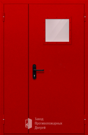 Фото двери «Полуторная со стеклопакетом (красная)» в Рошале