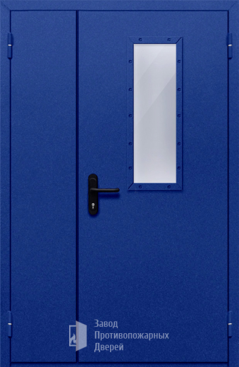 Фото двери «Полуторная со стеклом (синяя)» в Рошале
