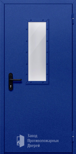 Фото двери «Однопольная со стеклом (синяя)» в Рошале