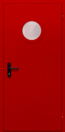 Фото двери «Однопольная с круглым стеклом (красная)» в Рошале