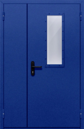 Фото двери «Полуторная со стеклом (синяя)» в Рошале