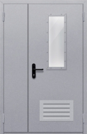 Фото двери «Полуторная со стеклом и  решеткой» в Рошале