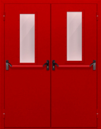 Фото двери «Двупольная с стеклом и антипаникой (красная)» в Рошале