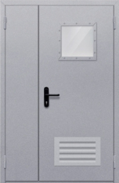 Фото двери «Полуторная со стеклопакетом и решеткой» в Рошале