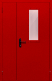 Фото двери «Полуторная со стеклом (красная)» в Рошале