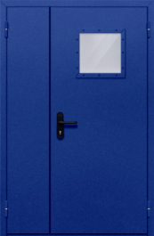 Фото двери «Полуторная со стеклопакетом (синяя)» в Рошале